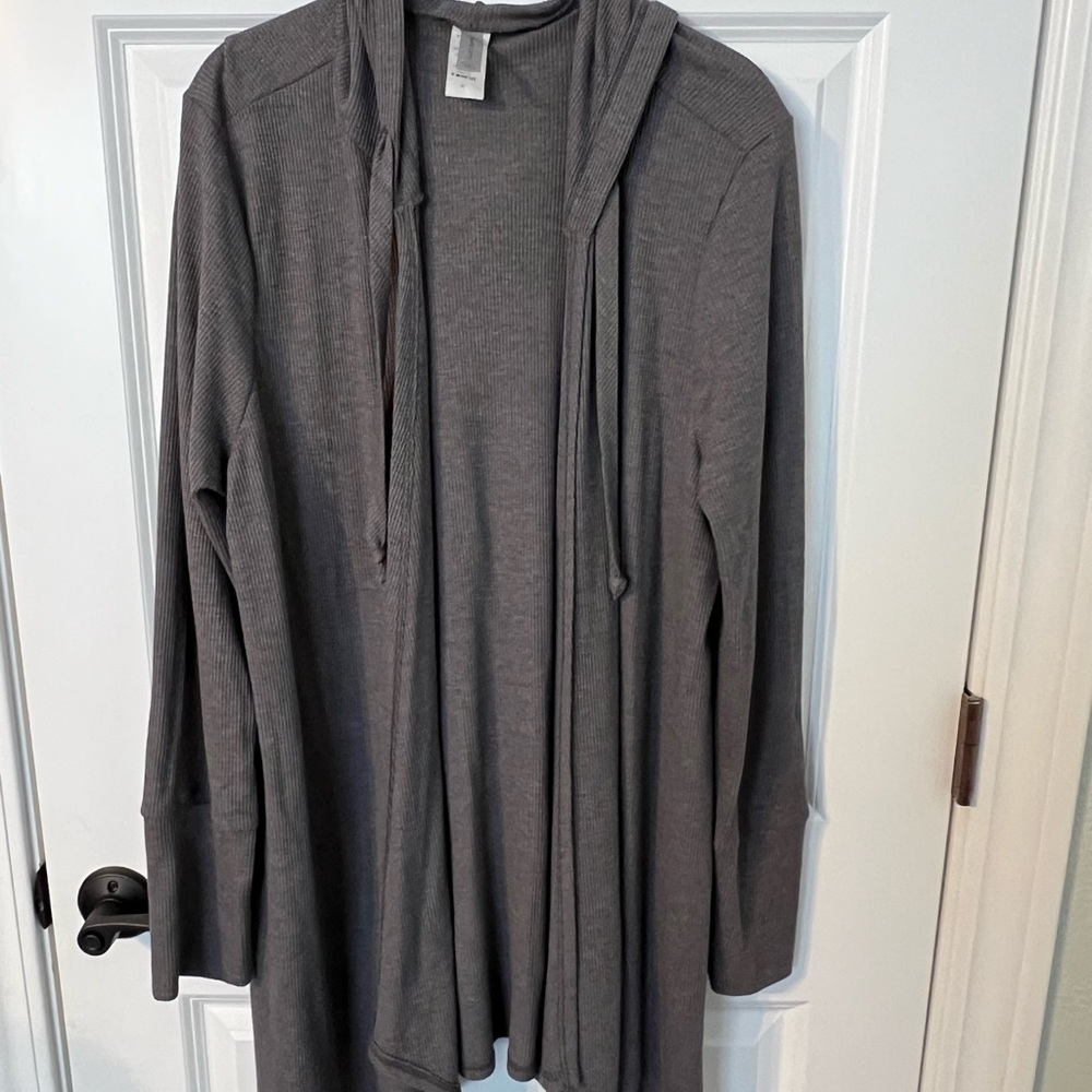 Honeyme Heather Gray Waffle Knit Hoodie XL